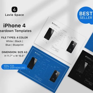 iPhone 4 Teardown Template Printable Disassembly Art Digital Download Tech Wall Decor Gift for Engineers