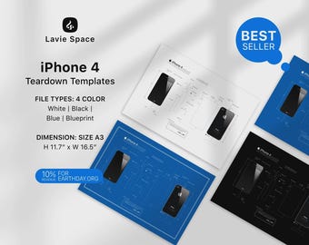 iPhone 4 Teardown Template Printable Disassembly Art Digital Download Tech Wall Decor Gift for Engineers