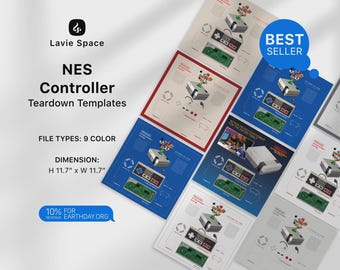 Plantilla de desmontaje del mando de NES para descargar en el sistema de entretenimiento
