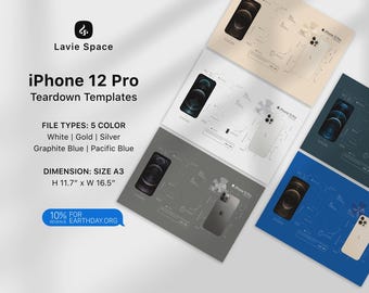 Desmontaje del iPhone 12 Pro: Póster imprimible para decoración de pared tecnológica (PDF)
