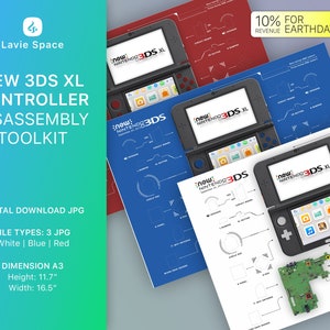 Download New 3DS XL, 3DS XL 2015 Controller Teardown Template, Disassemble Game Controller Drawings