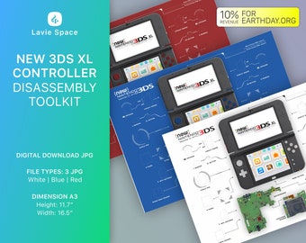 Download New 3DS XL, 3DS XL 2015 Controller Teardown Template, Disassemble Game Controller Drawings