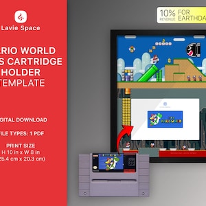 スーパーマリオワールド、SNESカートリッジホルダーテンプレート、カートリッジテンプレート、クリスマスプレゼント、彼への特別なプレゼントをダウンロード