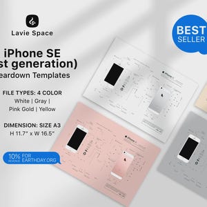iPhone SE 1st Gen Teardown Template Digitaler Download Tech Art zerlegtes Telefon Zeichnung druckbares Reparaturdiagramm Geschenk für Techniker