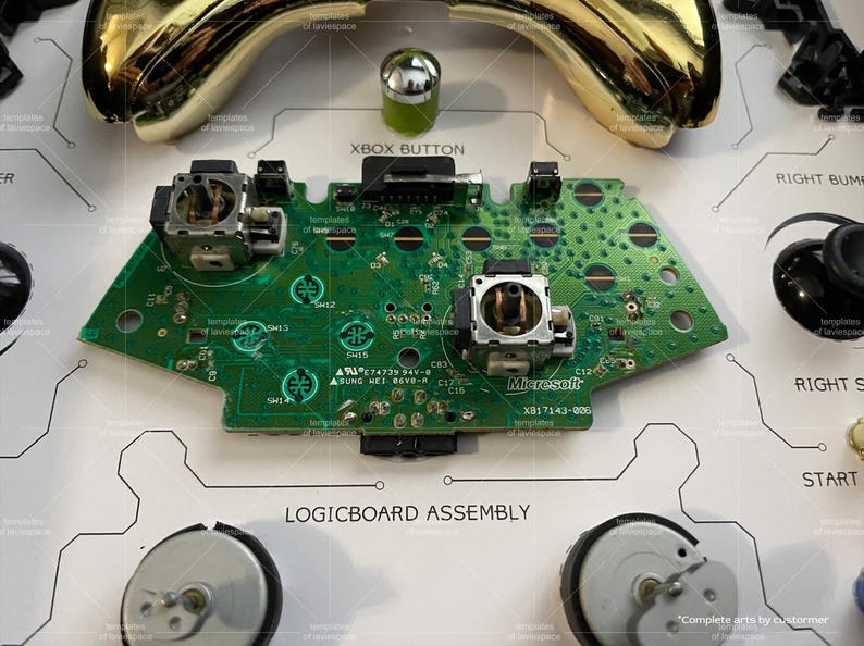 Xbox Riffmaster Assembly Xbox 360 Teardown Template Printable Console Disassembly Poster DIY ...