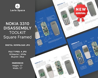 Download Nokia 3310 Teardown Templates, Square Framed, Nokia Series, Cellphone, Frame Cellphone Wall Art