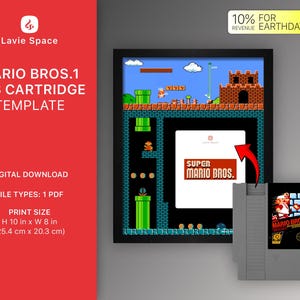 スーパーマリオブラザーズ1 NESカートリッジホルダーテンプレート | レトロゲーマーギフト | デジタルダウンロード