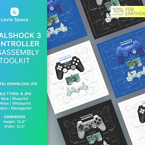 DualShock 3 Teardown Template | Printable PS3 Controller Disassembly Art | Tech Wall Decor | Digital Download PDF