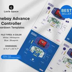 ゲームボーイアドバンスの分解テンプレートのダウンロード ゲームコントローラーの分解図