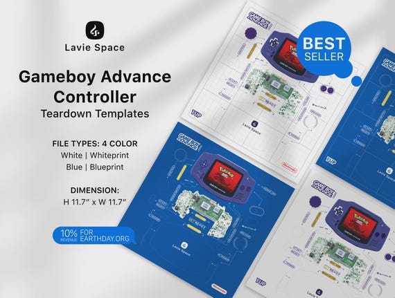 Game Boy Advance Teardown Template Download Disassemble Game Controller Drawings