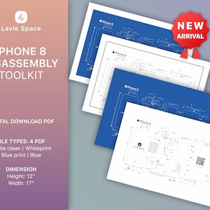 iPhone 8 Teardown Template Smartphone Disassembly Art Printable Tech Poster Digital PDF