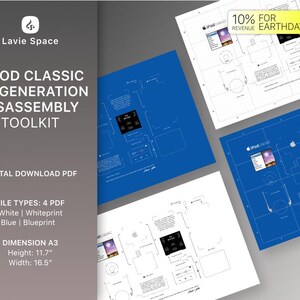以下が含まれることがあります： 6世代iPod Classicを分解するためのデジタルダウンロード可能なPDFツールキット。このキットには、白、白刷り、青、青刷りの4つのPDFファイルが含まれています。PDFファイルはA3サイズで、高さ29.7cm、幅41.9cmです。この製品の収益の10%はEarthDay.orgに寄付されます。