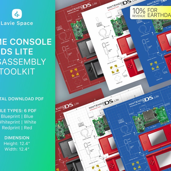 Download DS Lite Teardown Template, Square Framed, Disassembly Game Controller Drawings