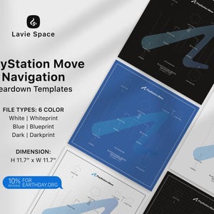 May include: A collection of PlayStation Move Navigation Teardown Templates in various colors, including white, blue, and dark. Each template is 11.7 inches by 11.7 inches and features a diagram of the PlayStation Move controller.