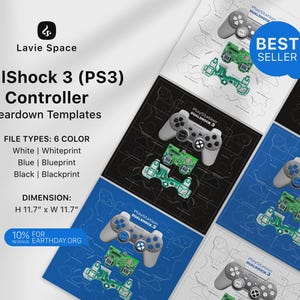 PS3 Controller Teardown Art Print | DualShock 3 Blueprint (Digital Download)