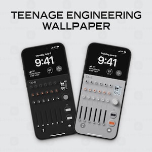Teenage Engineering TX-6 iPhone-bakgrundspaket Synth-låsskärmar Minimalistisk Retro Tech iOS-konst Digital nedladdning för musikälskare
