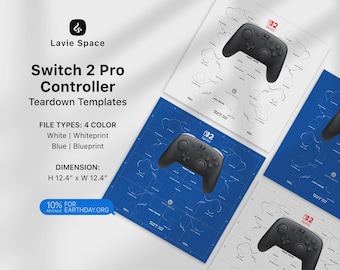 Switch Pro 2-controller Demontagesjabloon downloaden Tekeningen gamecontroller demonteren