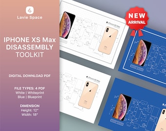 Download iPhone XS Max Teardown Template, Disassemble Phone Drawings