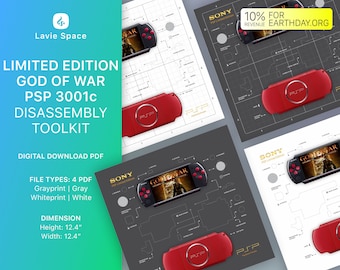 PSP 3001c Teardown Art Print, God of War Limited Edition (Digital Download)