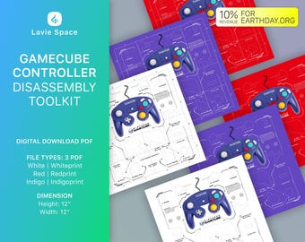 GameCube Controller Teardown Template Printable Disassembly Poster Retro Gaming Art Tech Decor Gift  Digital Download