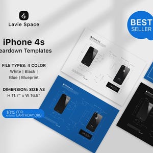 iPhone 4S Teardown Wall Art Disassembled Phone Diagram Digital Tech Gift