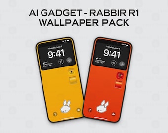 Paquete de fondos de pantalla inspirados en Rabbit R1 / Arte minimalista para iOS (descarga digital)