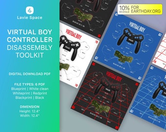 Download Vỉrtual Boy Controller Teardown Template, Disassemble Game Controller Drawings, Entertainment System