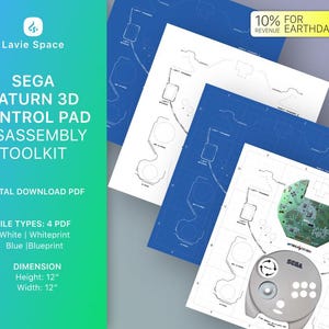 May include: A digital download PDF toolkit for disassembling a Sega Saturn 3D control pad. The toolkit includes four PDF files: white, whiteprint, blue, and blueprint. Each file is 12 inches in height and width.