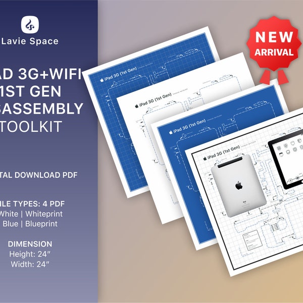 Download iPad 1st Gen (3G+WiFi) Teardown Template, Disassemble iPad Drawings