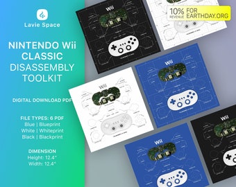 Wii Classic Controller Teardown Template: Disassemble Game Controller Drawings & Schematics for Entertainment System