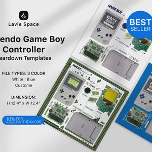Descargar plantilla de desmontaje de GAME BOY_CLASSIC Dibujos del controlador de juego desmontado