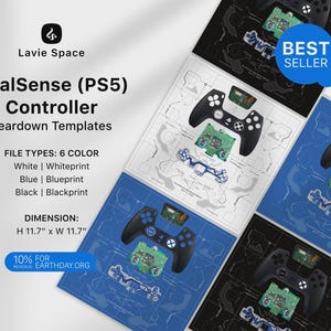 Dual Sense-controller Demontagesjabloon downloaden Tekeningen gamecontroller demonteren