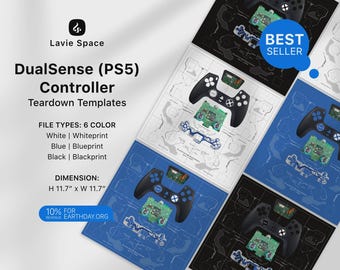 Dual Sense-controller Demontagesjabloon downloaden Tekeningen gamecontroller demonteren