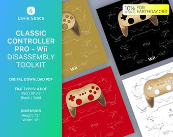 Download Wii Classic Controller Pro Template | Disassemble Game Controller Drawings & Teardown Guide