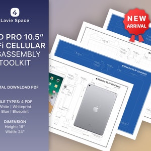 Download iPad Pro 10.5 inch (2nd Gen), Cellular Version, Teardown Template, Disassembled iPad Pro Drawings