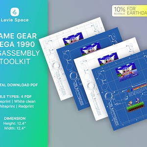Descargar plantilla de desmontaje de GAME GEAR, dibujos para desmontar el controlador del juego