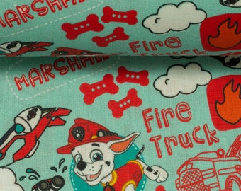 Lizenz Jersey Paw Patrol Wappen türkis Kinderstoff Meterware 0,5m