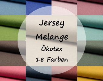 Jersey Melange | uni | Ökotex | 18 Farben