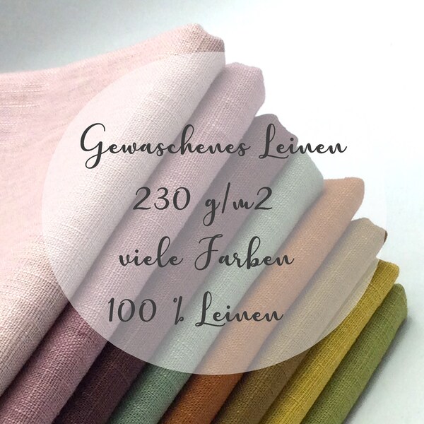 Leinen gewaschen | 100 % Leinen | Ökotex | viele Farben | ab 50 cm