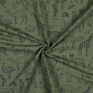 73 cm REST French Terry SAFARI ANIMALS olive Ökotex by Poppy Bild 1