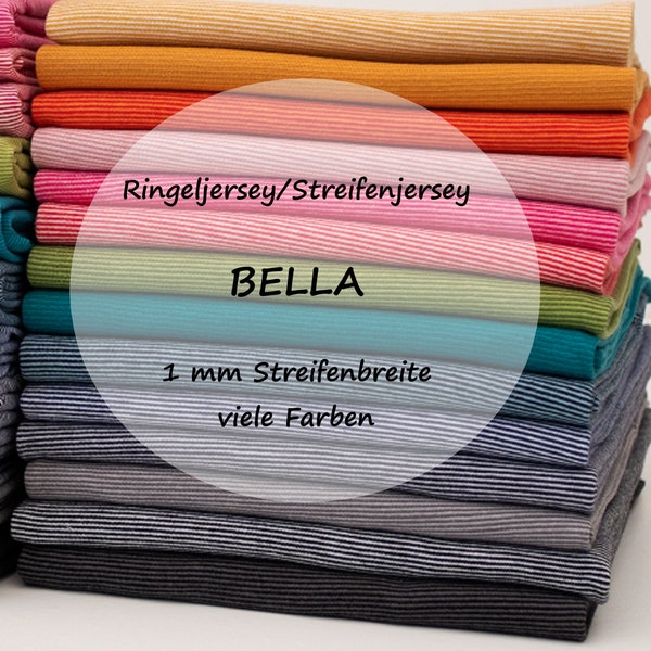 Jersey Streifen BELLA Miniringel 1 mm, Baumwolle, Swafing, Ökotex, viele Farben