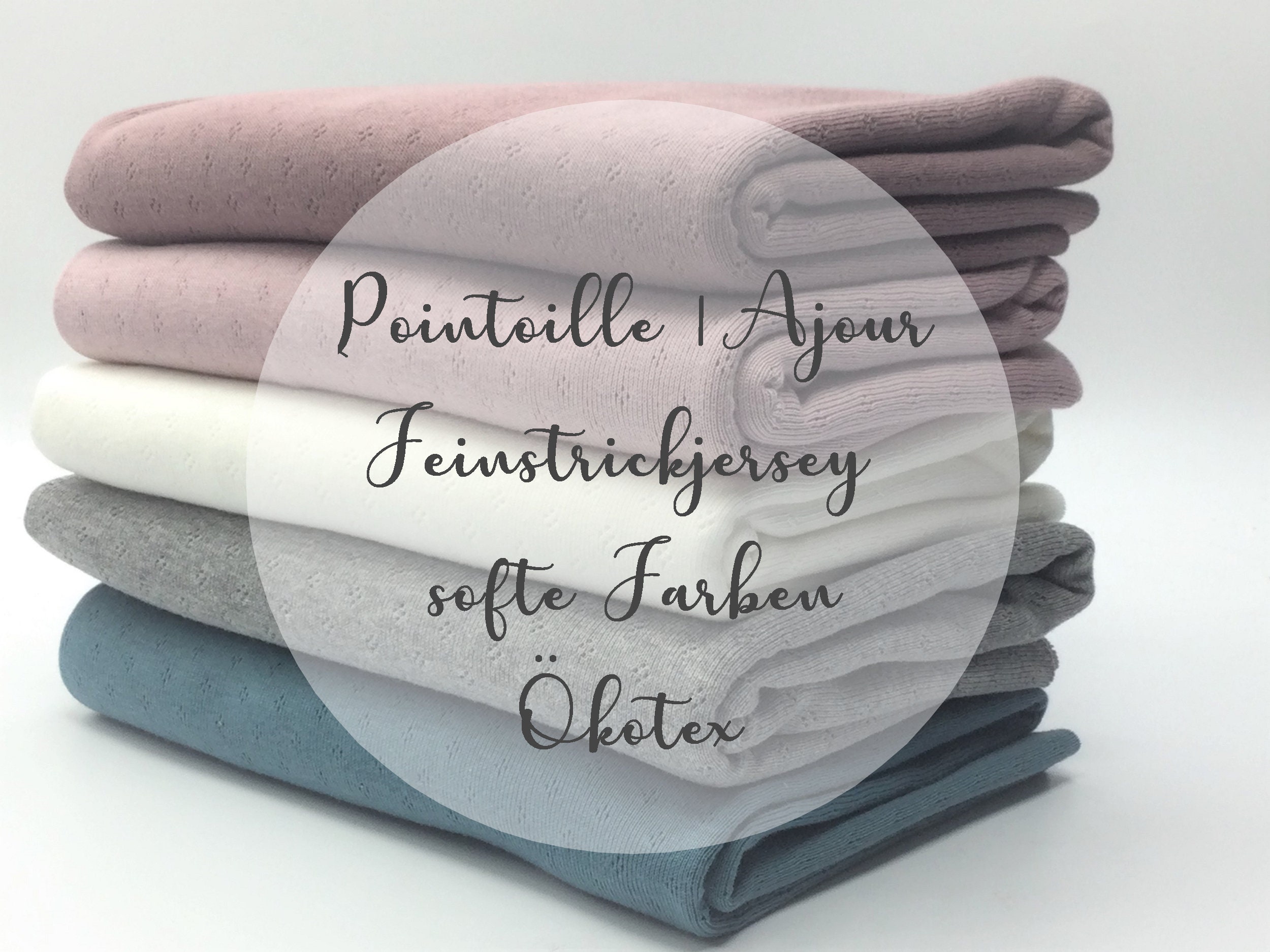 Pointoille Feinstrickjersey Ajour Softe Farben Ökotex Meterware Ab