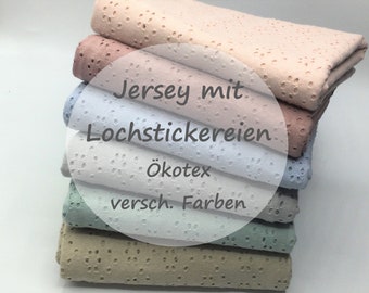 Jersey mit Lochstickereien | Jersey Spitze | Broidery Jersey | Ökotex | verschiedene Farben