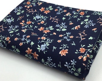 Baumwoll Canvas Waterproof FLOWERS | navy | Ökotex | ab 50 cm