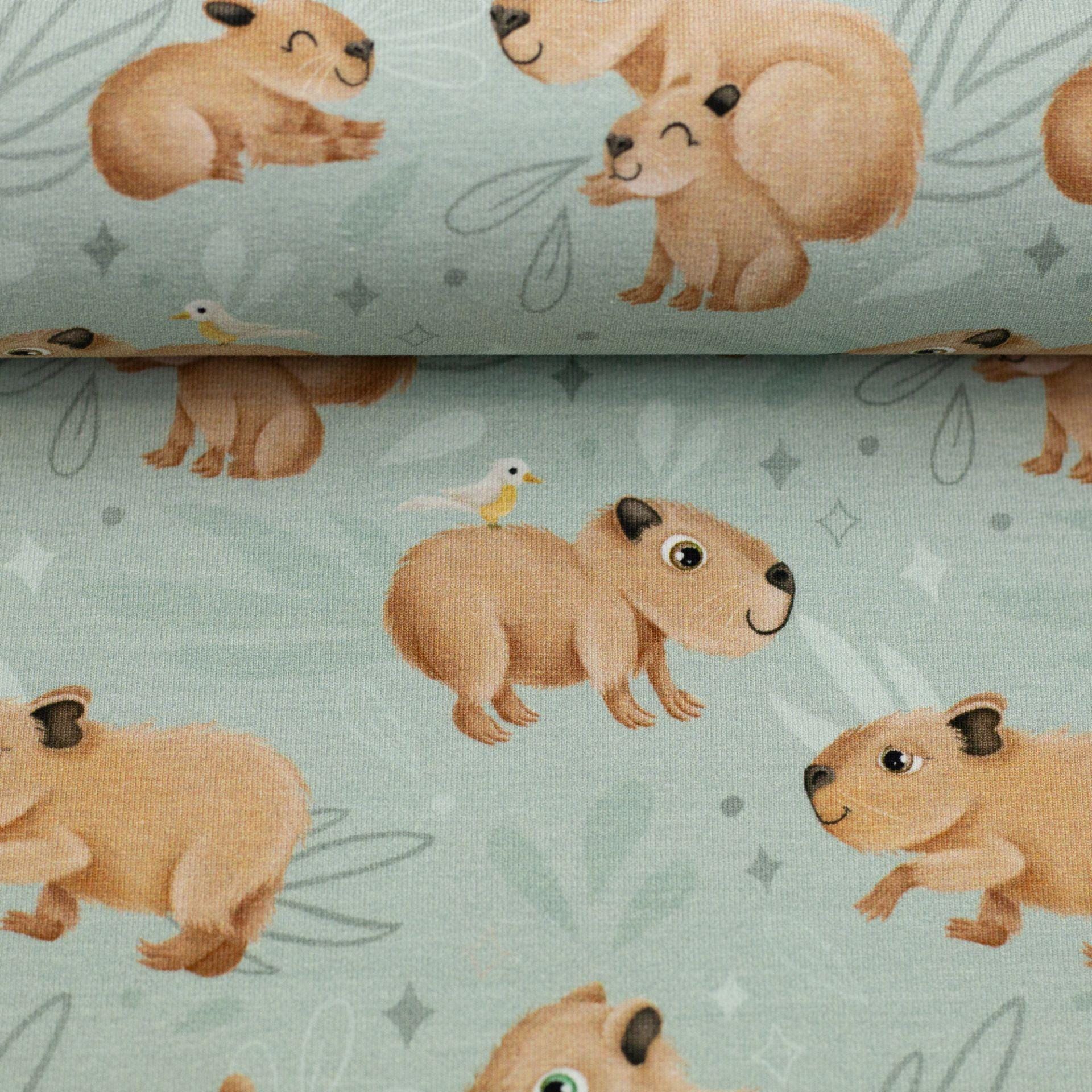 Baumwolljersey CAPYBARA FRIENDS by Mrs. Mint Design | mint | Swafing | Ökotex