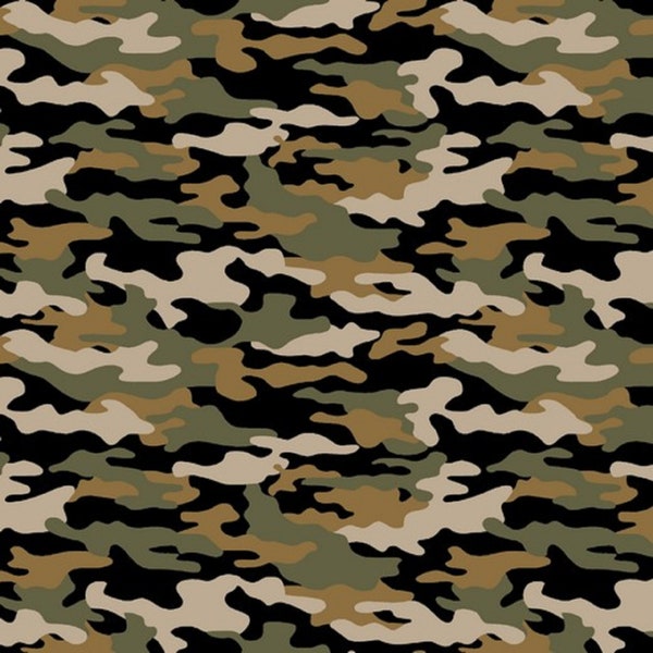 Popeline Baumwollstoff ARMY CAMOUFLAGE, by Poppy, moosgrün