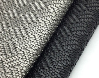 Imitation leather CHARLIZE, titanium & black | Braided optics | from 50 cm