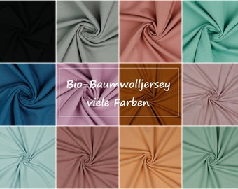 Biobaumwolljersey | zertifiziert | uni | viele Farben | Ökotex | ab 50 cm