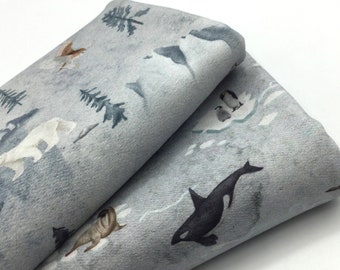 Jersey Baumwolle WINTER ANIMALS | light grey | 2 Designs | by Poppy | Ökotex | ab 50 cm