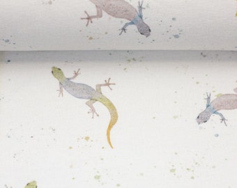 Baumwolljersey WILD ANIMALS | by Christiane Zielinski | Geckos,  naturweiß | Ökotex